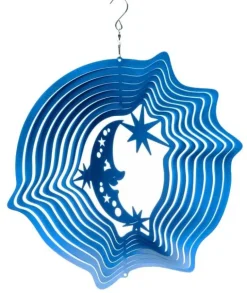Mobile à vent lune & étoiles bleu 15cm (Petit modèle)