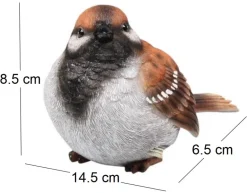 Moineau debout en résine (14.5 x 6.5 x 8.5 cm)
