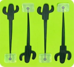 Moule à glaçons avec 4 agitateurs cactus (Lot de 3)