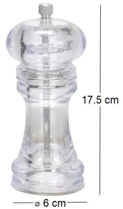 Moulin à poivre transparent 17.5 x 6 cm