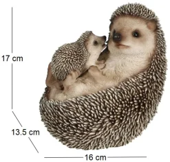 Mère et bébé hérisson en résine 17 cm