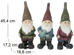 Nain de jardin assortis en résine (Lot de 3) (45 cm)