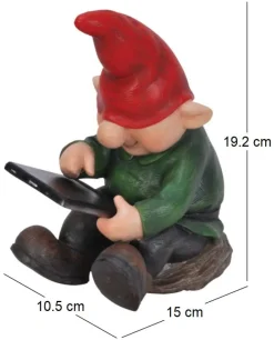 Nain de jardin avec tablette en résine 19 cm