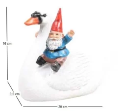 Nain de jardin en résine balade sur l'eau (Cygne assis)