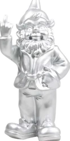 Nain de jardin en résine F*ck 16 x 12 x 32 cm (Argent)