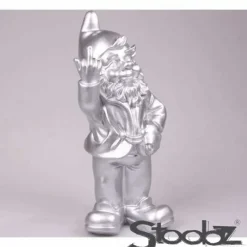 Nain de jardin en résine F*ck 16 x 12 x 32 cm (Argent)