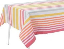 Nappe enduite à rayures multicolores (Carrée)