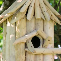 Nichoir carré en bois d'albésia à suspendre (20 x 17 x 24 cm)