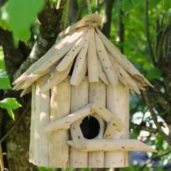 Nichoir carré en bois d'albésia à suspendre (20 x 17 x 24 cm)