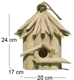 Nichoir carré en bois d'albésia à suspendre (20 x 17 x 24 cm)