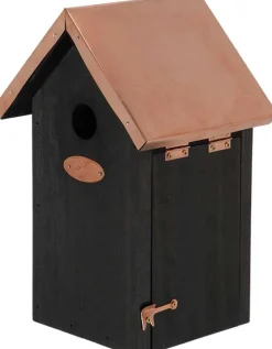 Nichoir à oiseaux en pin et cuivre (Mésange bleue)