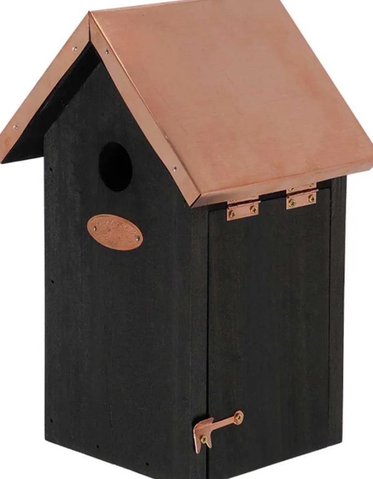 Nichoir à oiseaux en pin et cuivre (Mésange bleue)