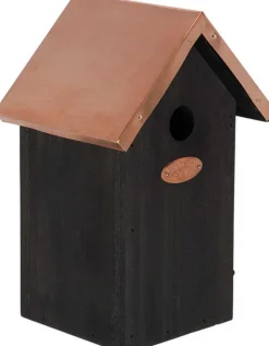 Nichoir à oiseaux en pin et cuivre (Mésange bleue)