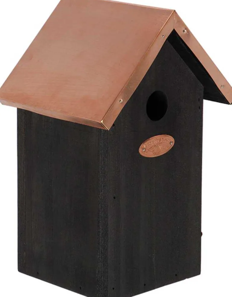 Nichoir à oiseaux en pin et cuivre (Mésange bleue)