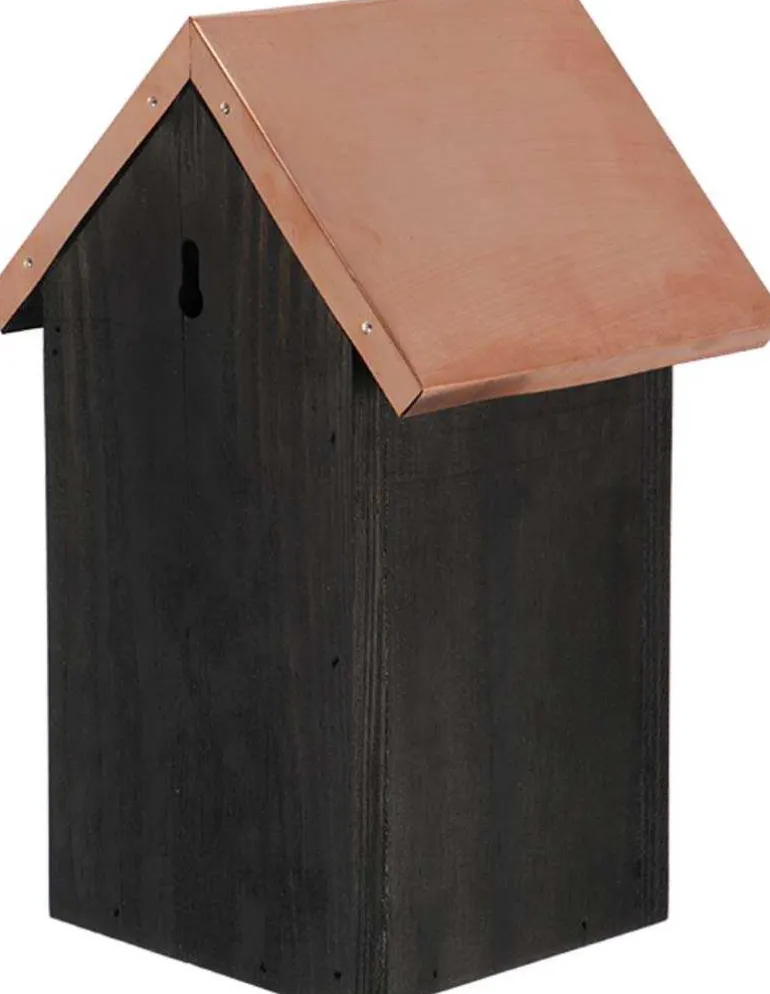 Nichoir à oiseaux en pin et cuivre (Mésange bleue)
