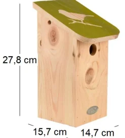 Nichoir pour mésange bleue en pin pochoir