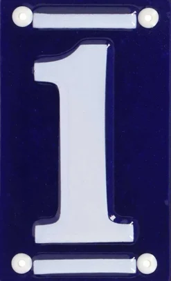 Numéro de maison en fer émaillé (Chiffre 1)