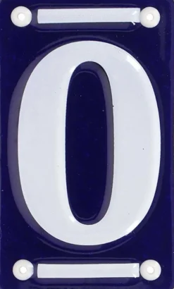 Numéro de maison en fer émaillé (Chiffre 0)
