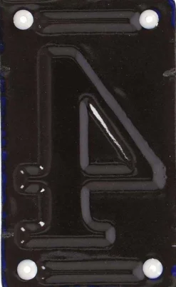 Numéro de maison en fer émaillé (Chiffre 4)