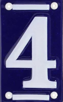 Numéro de maison en fer émaillé (Chiffre 4)