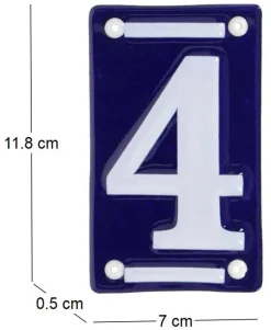 Numéro de maison en fer émaillé (Chiffre 4)