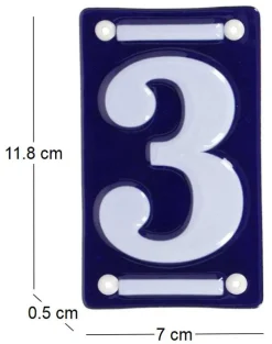 Numéro de maison en fer émaillé (Chiffre 3)