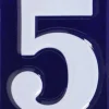 Numéro de maison en fer émaillé (Chiffre 5)