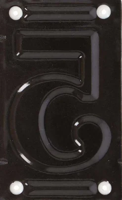 Numéro de maison en fer émaillé (Chiffre 5)