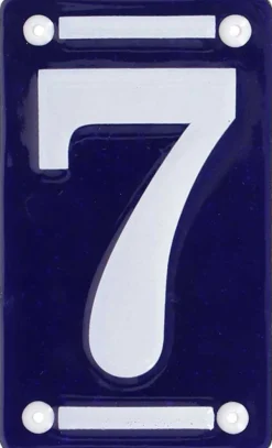 Numéro de maison en fer émaillé (Chiffre 7)