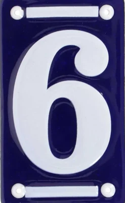 Numéro de maison en fer émaillé (Chiffre 6)