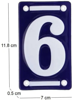 Numéro de maison en fer émaillé (Chiffre 6)