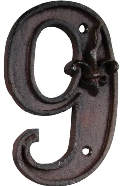 Numéro de maison en fonte (Chiffre 9)