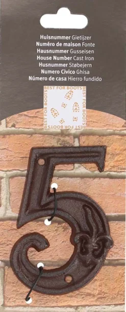 Numéro de maison en fonte (Chiffre 5)