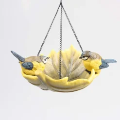 Oiseau dans bain en résine à suspendre (Mésange charbonnière)
