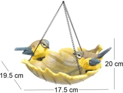 Oiseau dans bain en résine à suspendre (Mésange charbonnière)