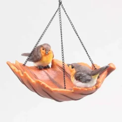 Oiseau dans bain en résine à suspendre (Rouge-gorge)