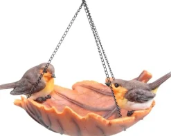 Oiseau dans bain en résine à suspendre (Rouge-gorge)