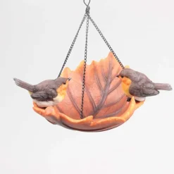 Oiseau dans bain en résine à suspendre (Rouge-gorge)