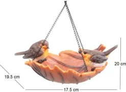 Oiseau dans bain en résine à suspendre (Rouge-gorge)