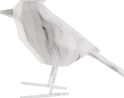 Oiseau en résine blanc effet marbre Origami (Grand modèle)