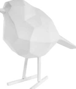 Oiseau en résine mat origami 17cm (Blanc)
