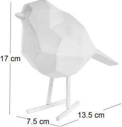 Oiseau en résine mat origami 17cm (Blanc)