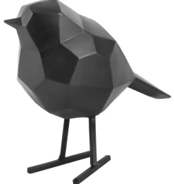 Oiseau en résine mat origami 17cm (Noir)