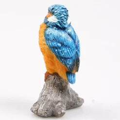 Oiseau martin pêcheur sur tronc en résine (9 x 9 x 15 cm)