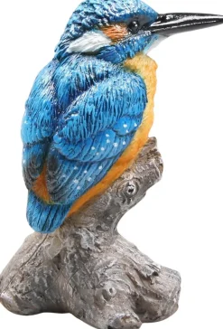 Oiseau martin pêcheur sur tronc en résine (9 x 9 x 15 cm)