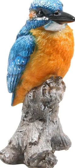 Oiseau martin pêcheur sur tronc en résine (7 x 7 x 11.5 cm)