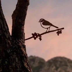 Oiseau sur pique pouillot des canaris en acier corten