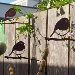 Oiseaux à planter mini rouge -gorge en acier corten (Lot de 3)