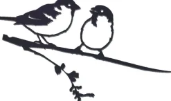 Oiseaux sur pique couple de moineaux en acier corten (Hauteur 14cm)