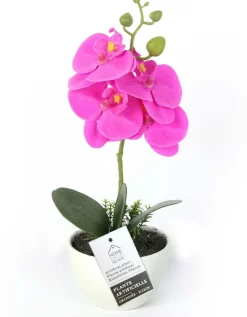 Orchidée artificielle pot en céramique 30 cm (Fuschia)